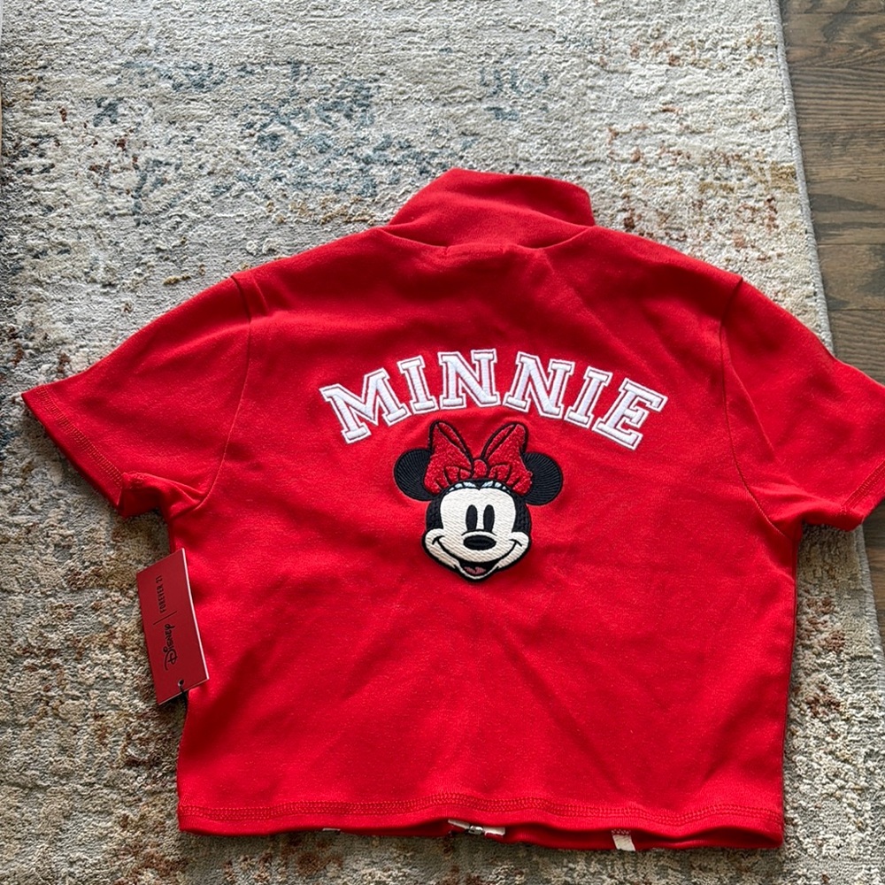 Red Minnie Mouse Fleece Jacket. Runs small